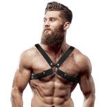 Fetish Submissive – állítható öko-bőr bulldog hám férfiaknak