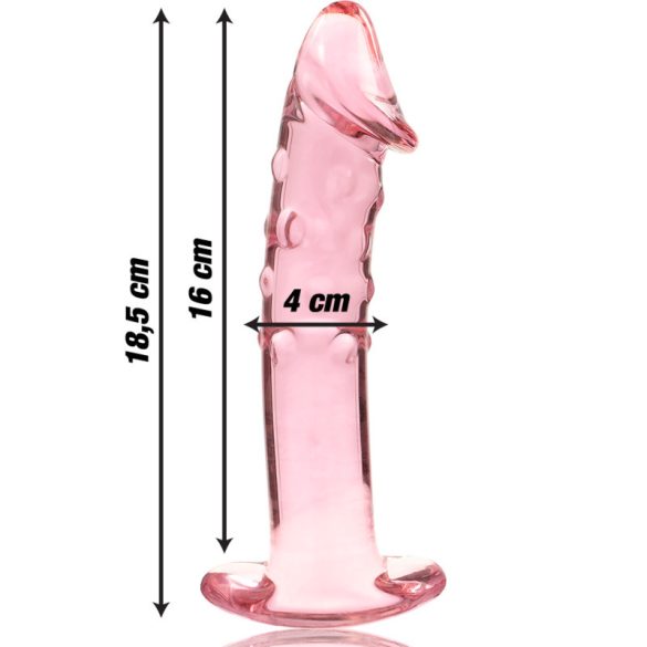 Ibiza Nebula 19 – prémium üveg dildo, rózsaszín, 18,5 cm