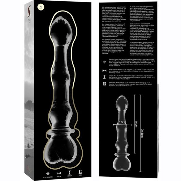 Ibiza Nebula Series - elegáns boroszilikát üveg dildo 20,5 cm
