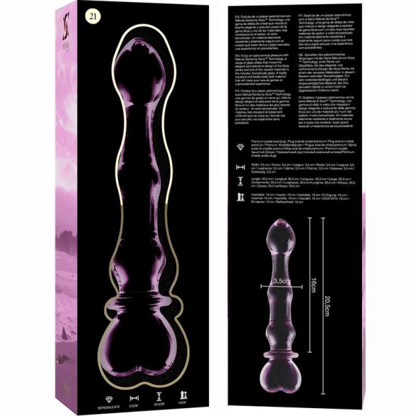 IBIZA Nebula – boroszilikát üveg dildo, 20,5 cm rózsaszín