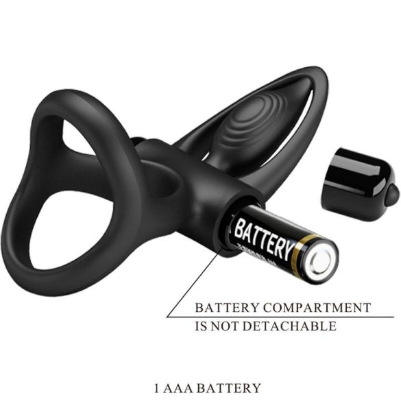 Pretty Love – rezgő gyűrű 10 vibrációval, fekete szilikonból