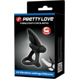Pretty Love – rezgő gyűrű 10 vibrációval, fekete szilikonból