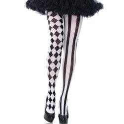 Leg Avenue – fekete-fehér harlekin harisnyanadrág