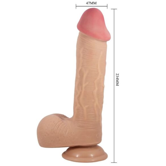 PRETTY LOVE – valósághű vibrációs dildo, csúszó bőrrel, 23,4 cm