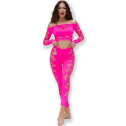 CHILIROSE - érzéki fuchsiai top és nadrág szett