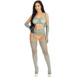 LEG AVENUE – kék crop top harisnyák és kesztyűk