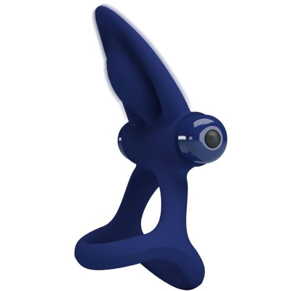 Pretty Love – vibráló dupla péniszgyűrű kék színben