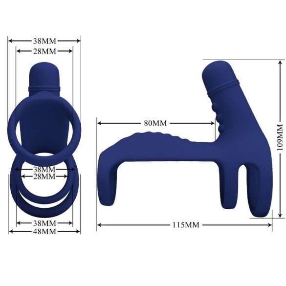 PRETTY LOVE - kék vibráló gyűrű hosszabbítóval