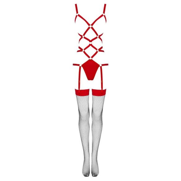 LIVCO CORSETTI FASHION – érzéki test és harisnya szett, piros L/XL
