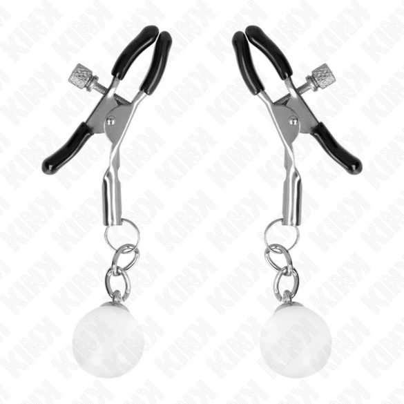 KINK – ezüst színű üveggyöngy mellbimbócsipesz 6 cm