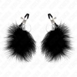 KINK - érzéki tollas mellbimbó csipesz 7 cm fekete