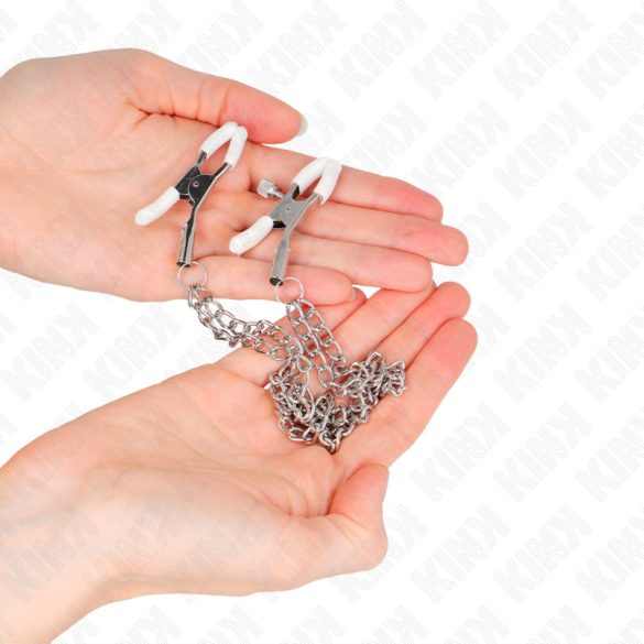 KINK - ezüst mellbimbócsipesz 2 vékony lánccal