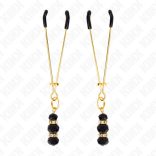 KINK – vékony mellbimbó bilincsek 3 fekete üveggel