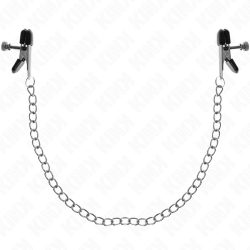 KINK – ezüst lapos láncos mellbimbócsipesz 34 cm