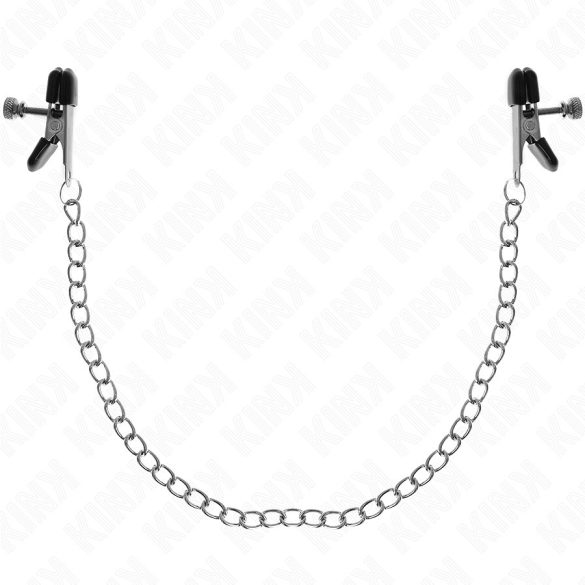 KINK – ezüst lapos láncos mellbimbócsipesz 34 cm