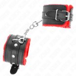 KINK – prémium bőrhatású csuklókötöző piros-fekete