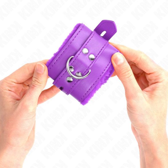 KINK - Prémium szőrme bőr kézfogó lila színben, állítható