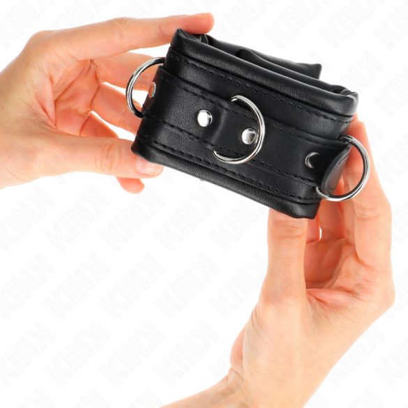 KINK – állítható, prémium csuklóbilincsek fekete szőrrel
