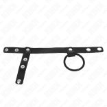 KINK – szilikon péniszgyűrű bogyós elválasztóval és bőrszíjjal