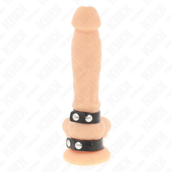 KINK - állítható dupla bőrszíj péniszgyűrű