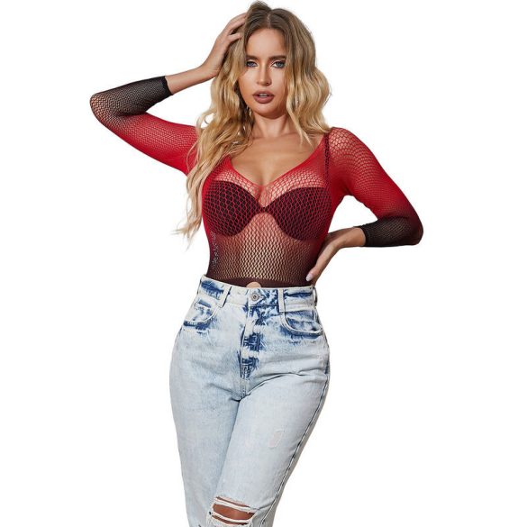 SUBBLIME - rugalmas halháló ruha, bordó-fekete színátmenet