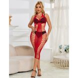 SUBBLIME – hosszú piros halháló ruha, egy méret