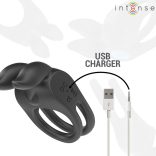 INTENSE – dupla péniszgyűrű vibrátor 10 rezgéssel, fekete