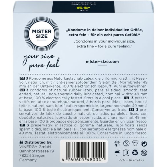 Mister Size - prémium S méretű óvszer (49 mm, 3 db)