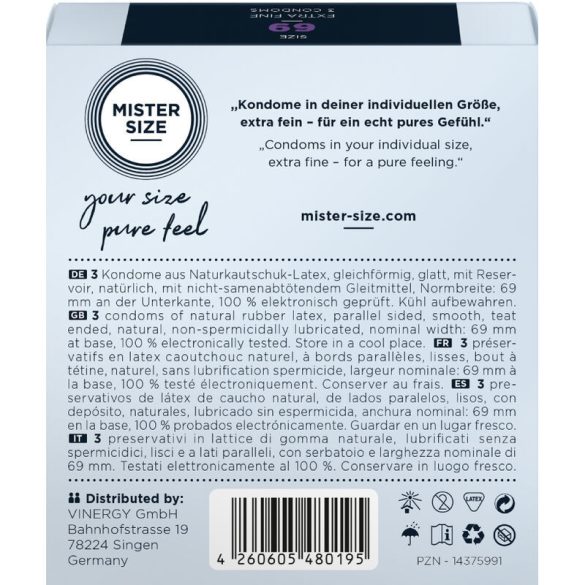 MISTER SIZE - XXXL óvszer 69 mm (3 db) Prémium kényelemért