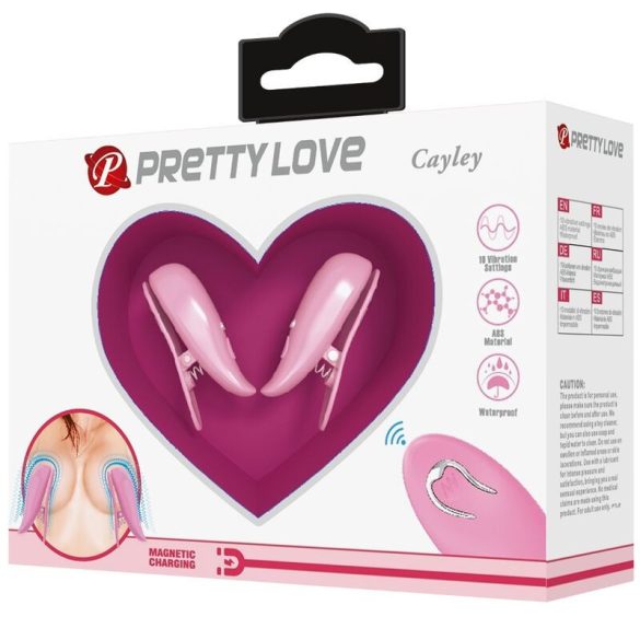 PRETTY LOVE Cailey – távirányítós vibráló mellbimbó csipesz