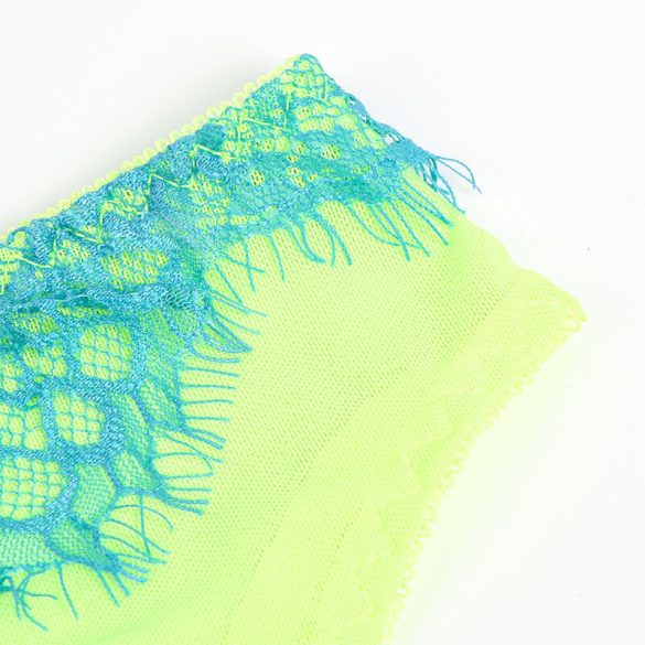 SUBBLIME – csipkés zöld-kék melltartó és harisnyakötő szett L/XL