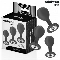   ADDICTED TOYS – 3 darabos, gyöngyös szilikon análplug szett
