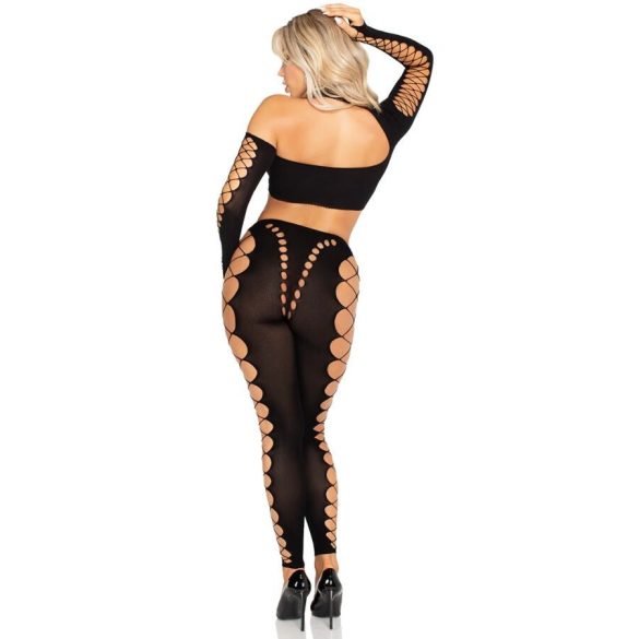 LEG AVENUE – Cut-out stílusú fekete crop top és leggings