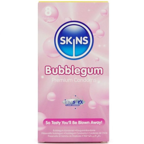 SKINS Bubblegum – prémium óvszer 8 db-os csomagban