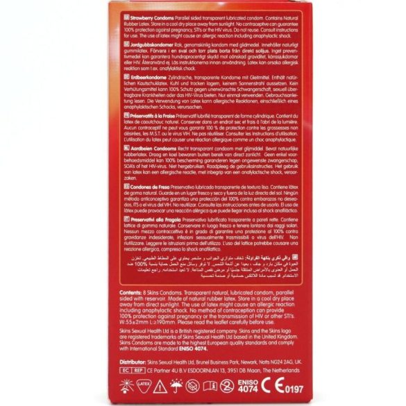 SKINS – eper ízű prémium óvszer 8 db-os csomag