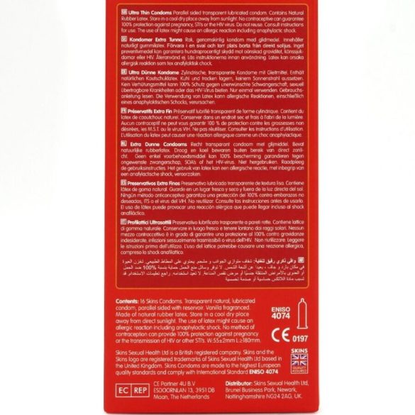 SKINS – ultra vékony prémium óvszerek, 16 db-os csomag