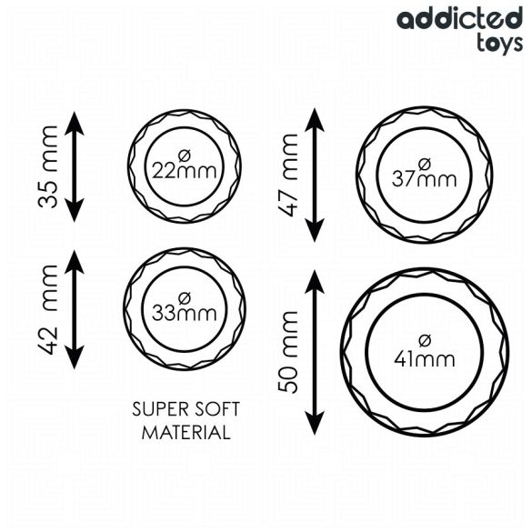 ADDICTED TOYS – textúrázott péniszgyűrű szett 4 méretben