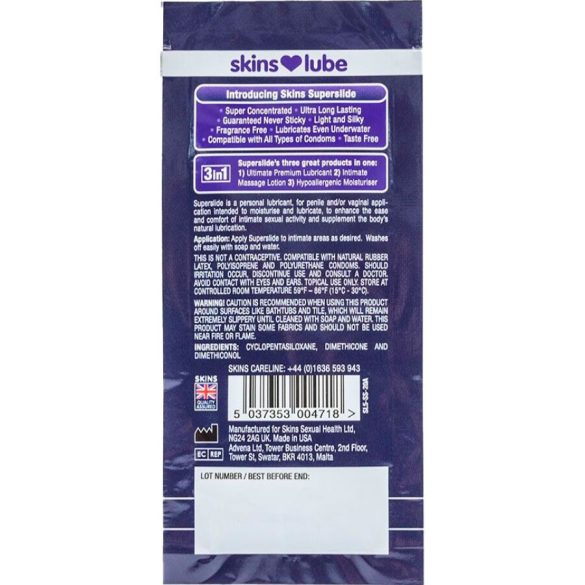 SKINS - prémium szilikon alapú síkosító, 5 ml egyadagos