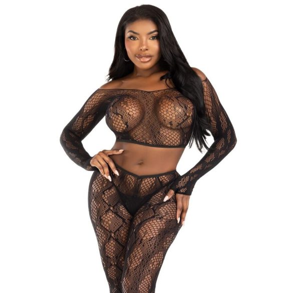 LEG AVENUE – érzéki python crop top és lábfej nélküli harisnya