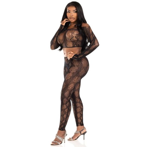 LEG AVENUE – érzéki python crop top és lábfej nélküli harisnya