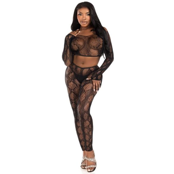 LEG AVENUE – érzéki python crop top és lábfej nélküli harisnya