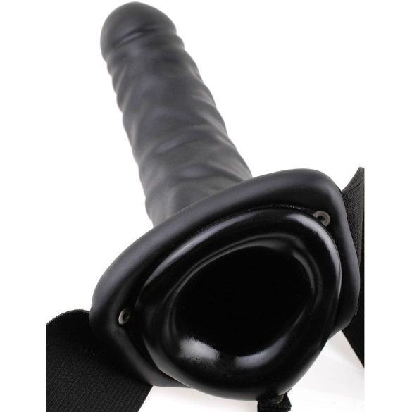 Fetish Fantasy – 19 cm-es vibráló üreges strapon – fekete