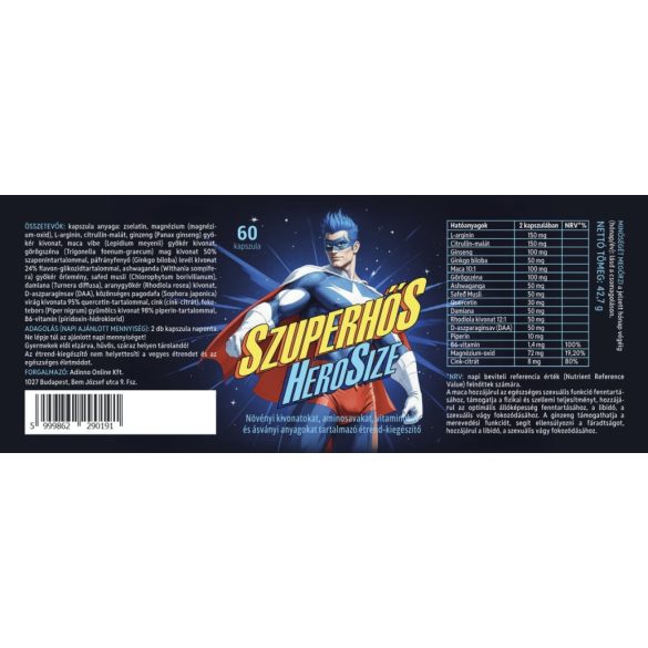 Szuperhős Hero Size méretnövelő kapszula - 60 DB
